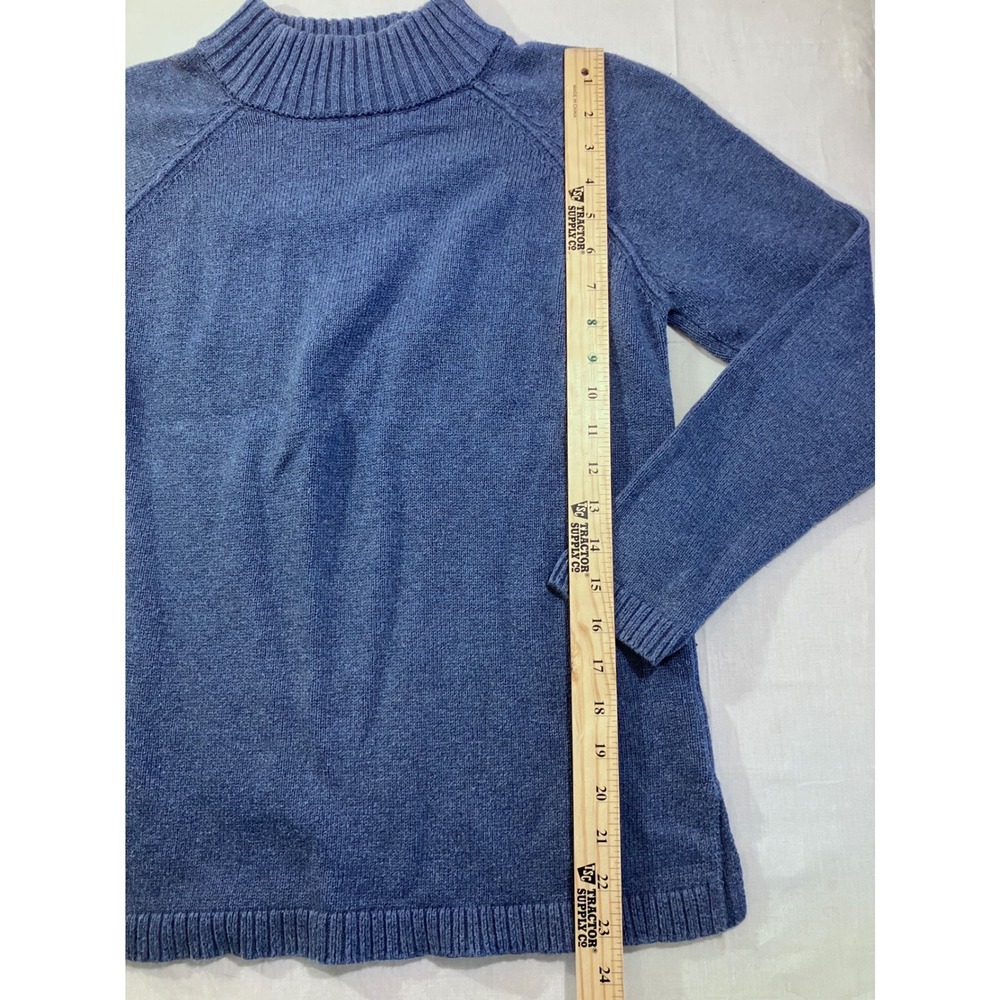 Jeanne Pierre Blue 100% Cotton Mock Neck‎ Pullover Sweater Womens Small - Picture 2 of 6